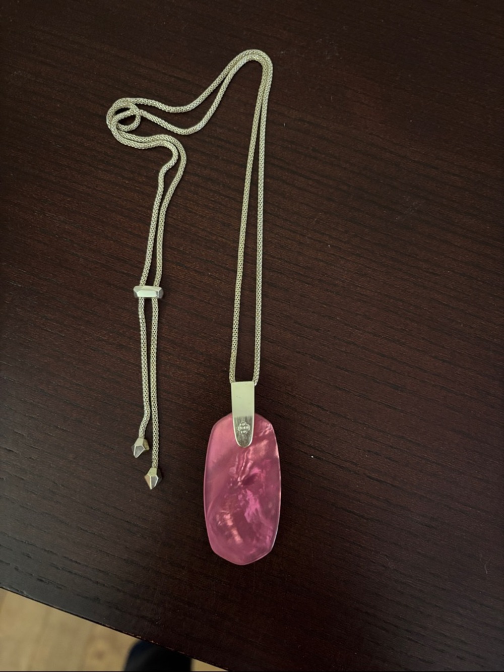 Pink Pendant Necklace with Gold adjustable Chain